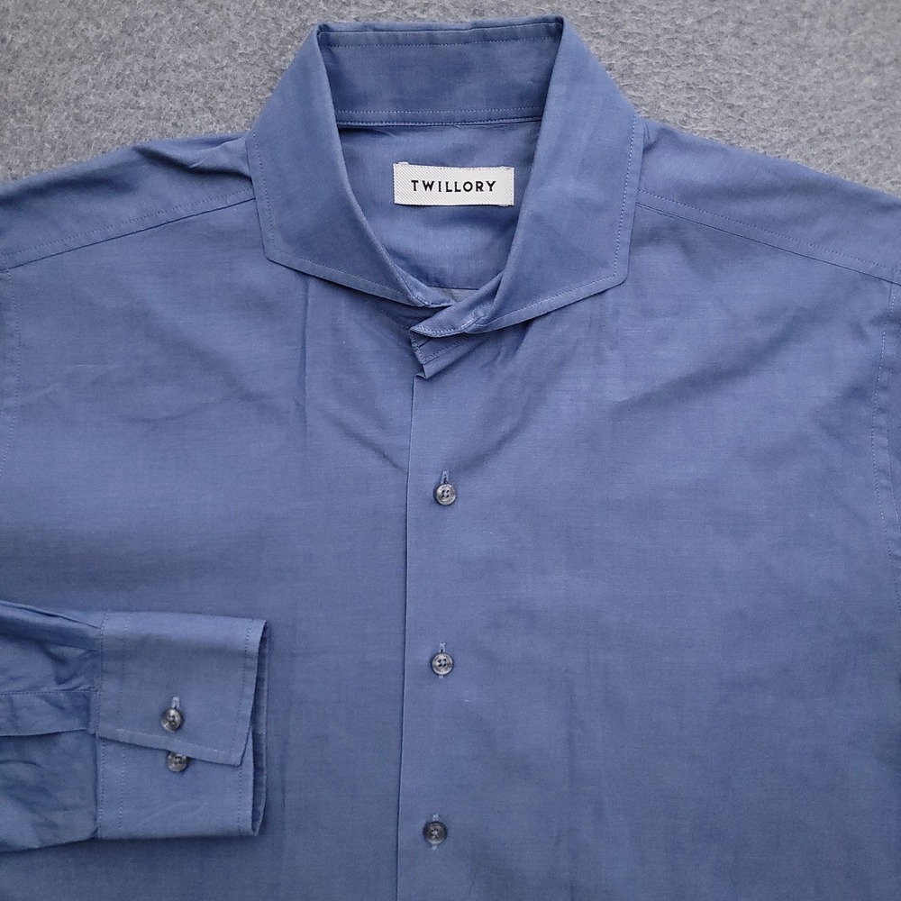 Twillory Dress Shirt Mens 16.5 34/35 Tailored Fit Blue Twill Corpcore